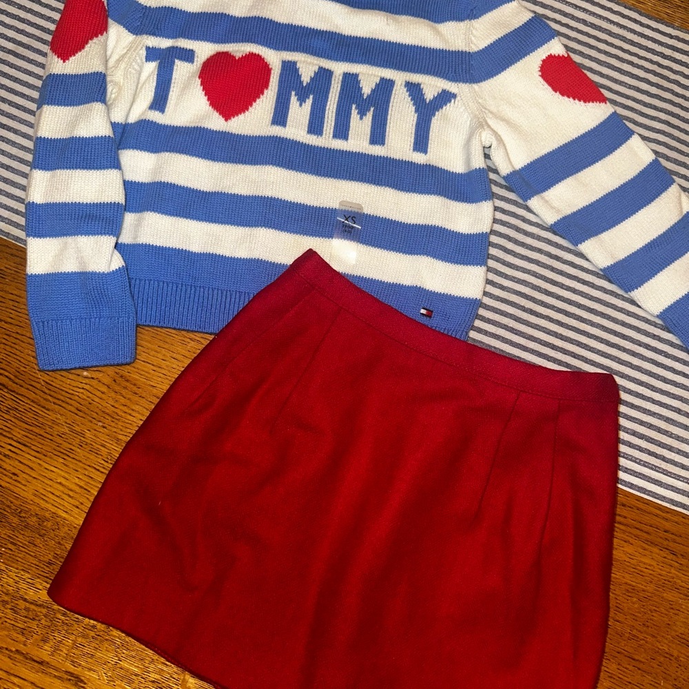 New Tommy Hilfiger 4 5 Blue and White Striped Top with Crewcuts Wool Blend Skirt